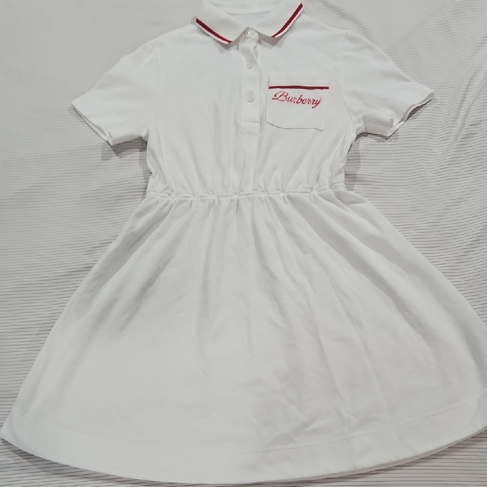 Burberry White Dress with Red Accents
